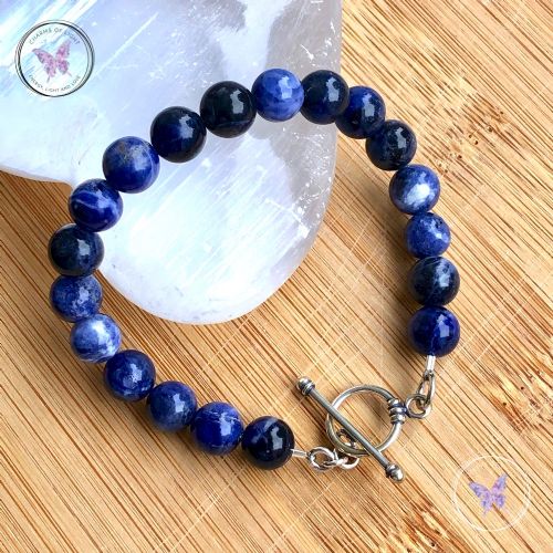 Sodalite Healing Bracelet with Silver Toggle Clasp